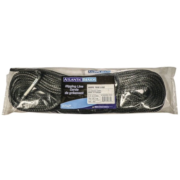 TOW LINE, HMPE, 1/4"x150' W/ 1 EYE 25" x8" x1.5"